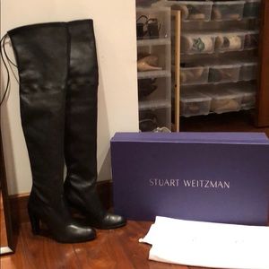 stuart weitzman over the knee black leather boots